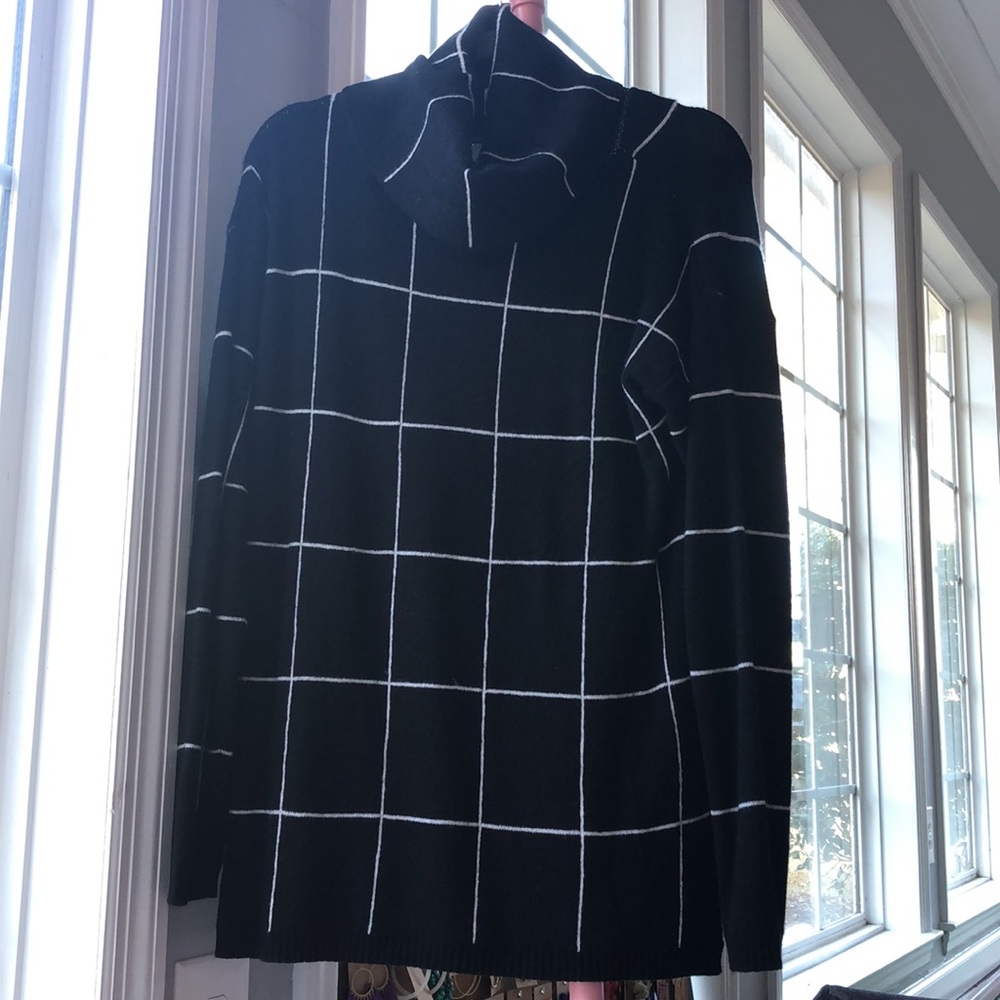 The cutest black and white striped cowl neck sweater!